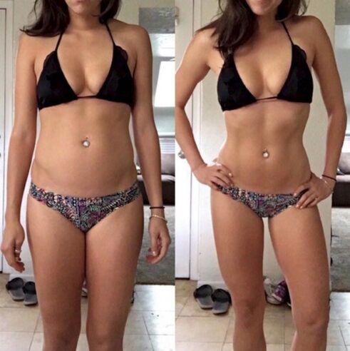 Girl before and after weight loss diet without carbohydrates