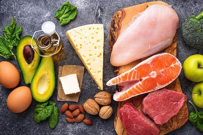 A low-carb diet consists of products containing animal and vegetable proteins with fat. 